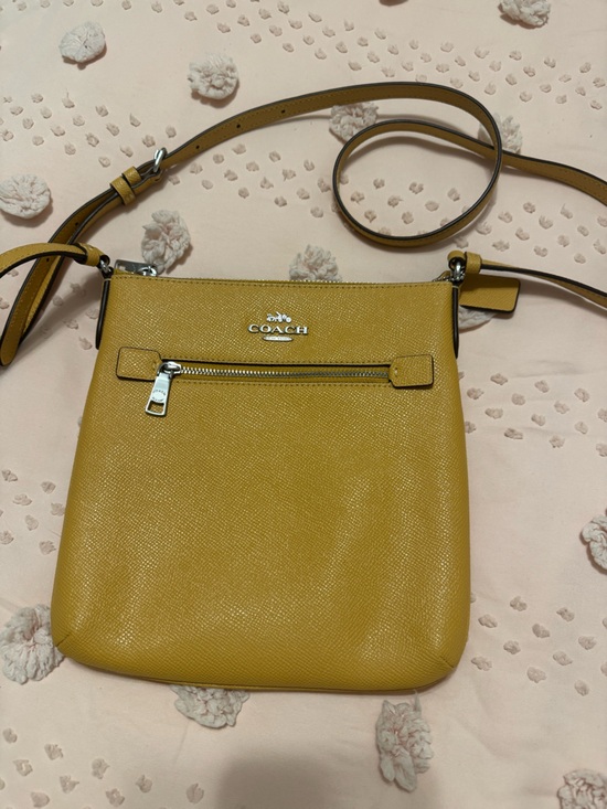 Coach Handbags - Coach Rowan File Bag Mustard Yellow Pebbled Leather Crossbody